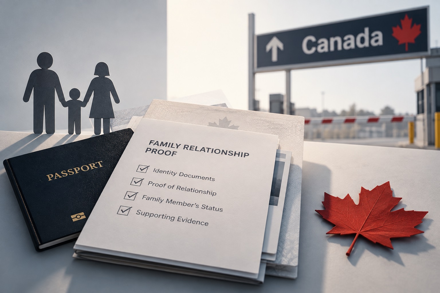 Documents proving family relationship and Canadian immigration status for an STCA exception